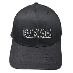 NV Caps Parma Trucker Hat Black White OS Snapback Mesh Back Embroidered